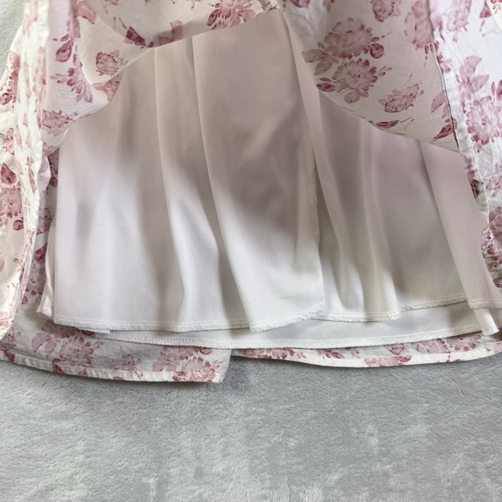 Trixxi Clothing Company Mini Dress XS Puff Sleeve Pink/White Floral Babydoll - Picture 9 of 13
